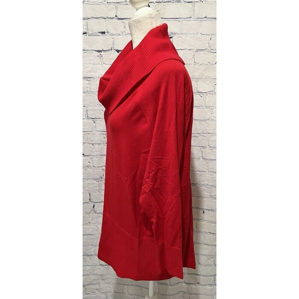 CYRUS Women's PLUS Size 1X Cowl Neck Tunic Sweater Cab Red Waffle Knit - $110 - Picture 3 of 8
